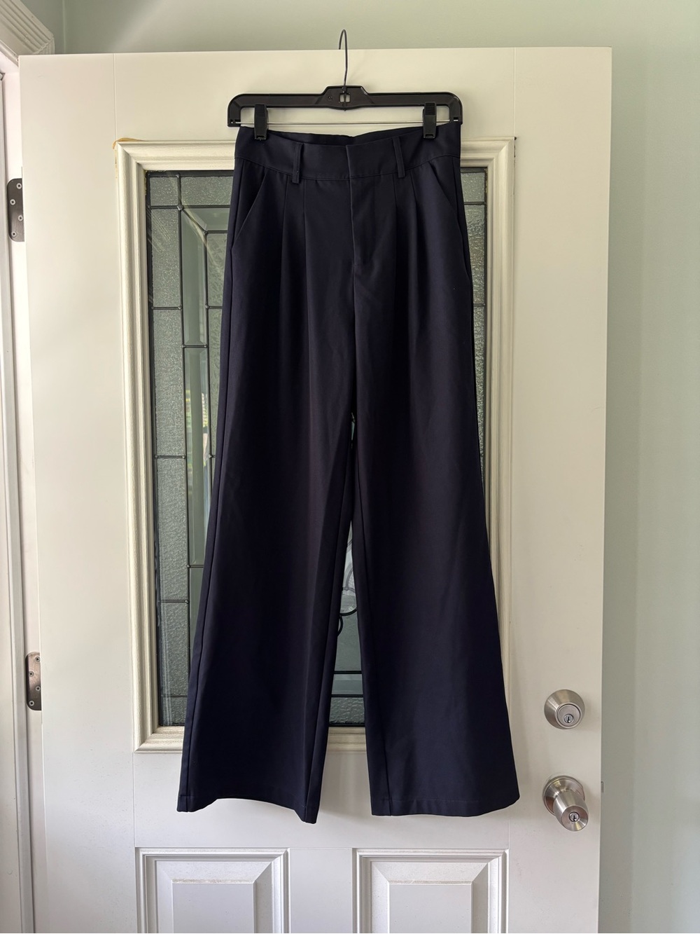 High-Rise Wide-Leg Trousers in Dark Navy